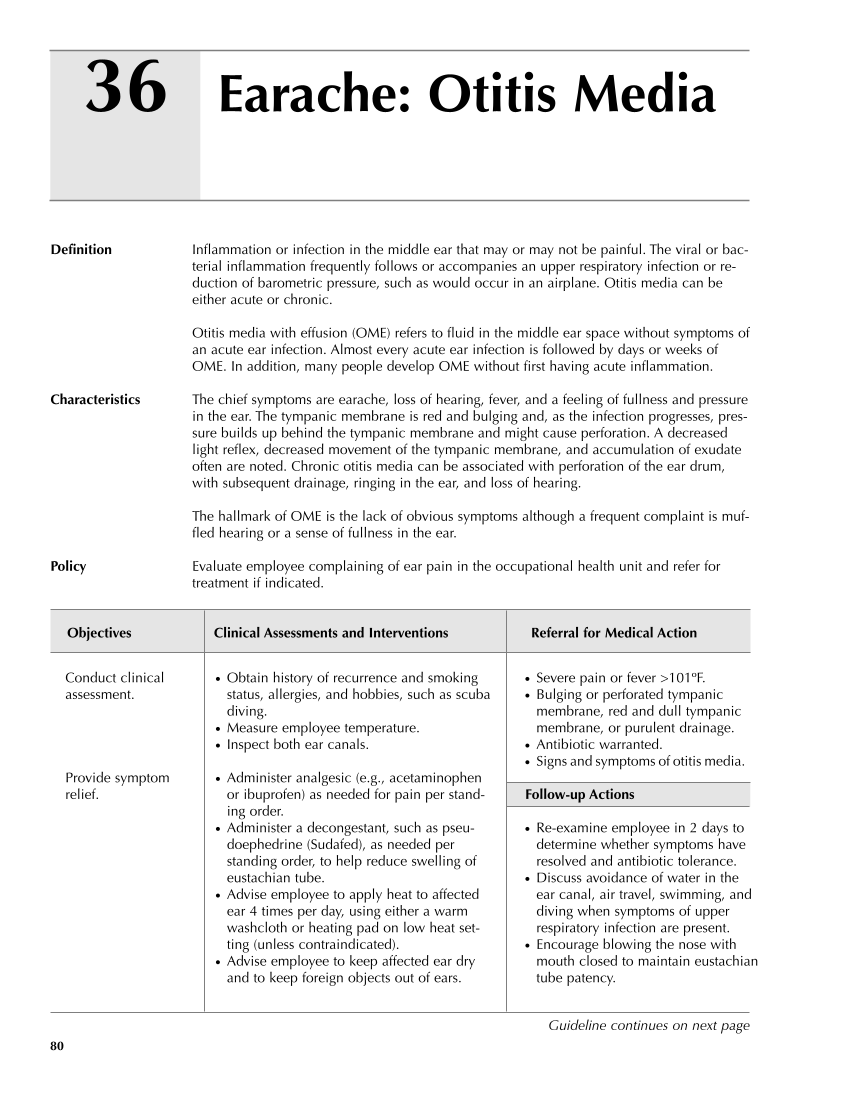 Occupational Health Nursing Guidelines for Primary Clinical Conditions, Fourth Edition page 80