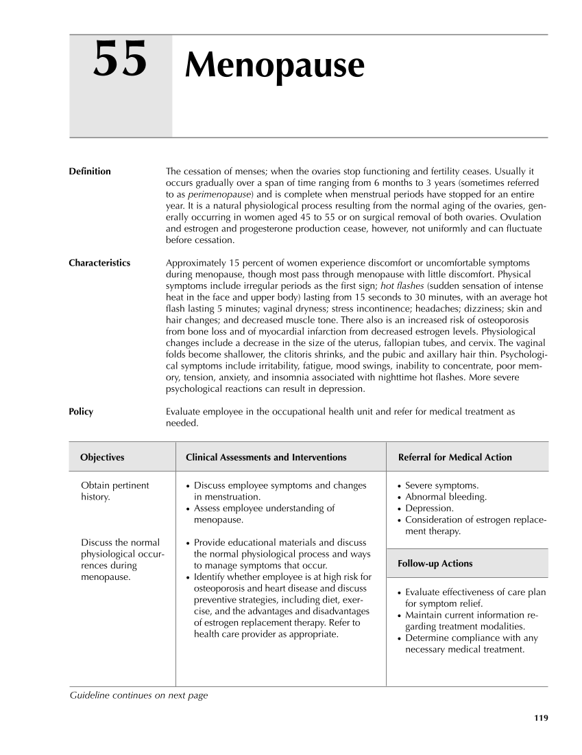 Occupational Health Nursing Guidelines for Primary Clinical Conditions, Fourth Edition page 119