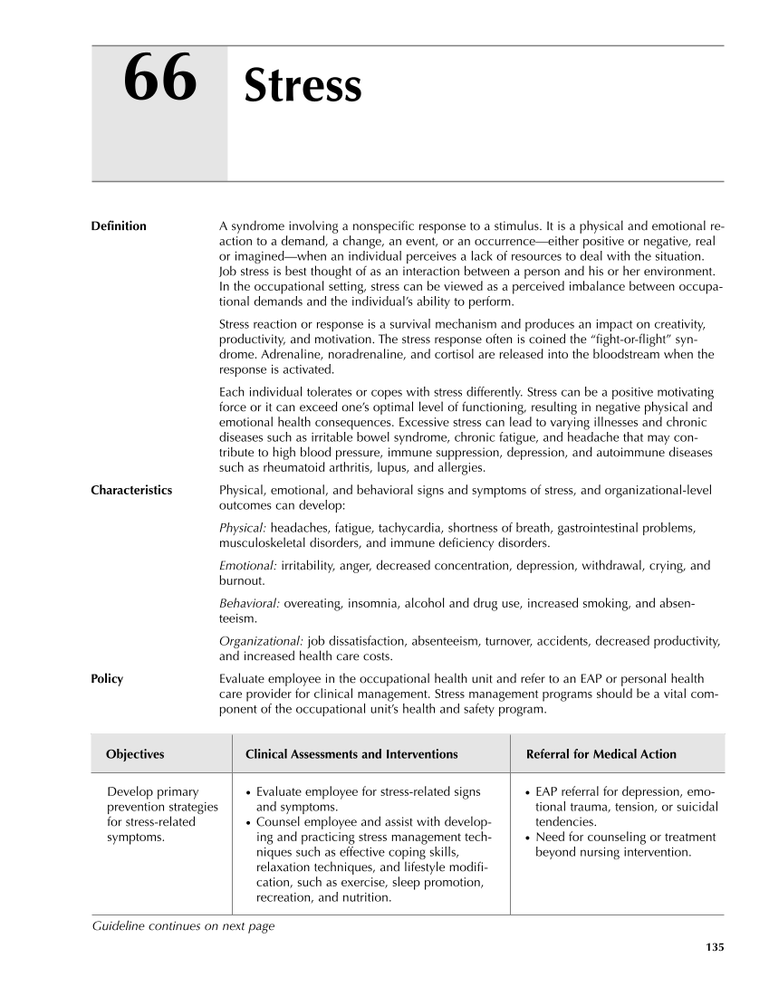 Occupational Health Nursing Guidelines for Primary Clinical Conditions, Fourth Edition page 135