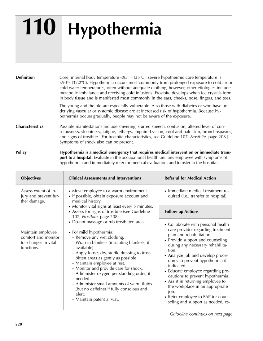 Occupational Health Nursing Guidelines for Primary Clinical Conditions, Fourth Edition page 220