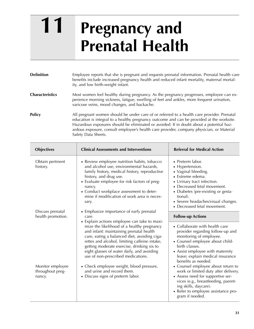 Occupational Health Nursing Guidelines for Primary Clinical Conditions, Fourth Edition page 31