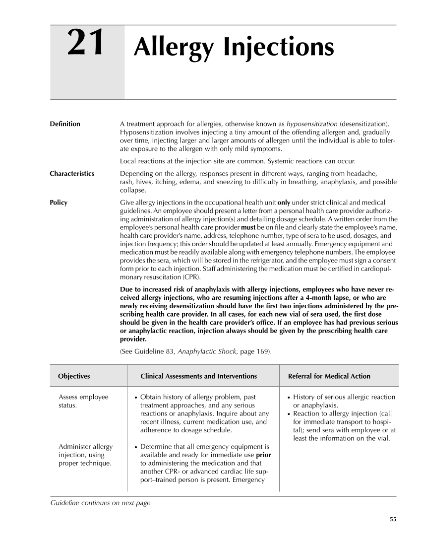 Occupational Health Nursing Guidelines for Primary Clinical Conditions, Fourth Edition page 55