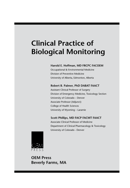 Clinical Practice of Biological Monitoring page iii